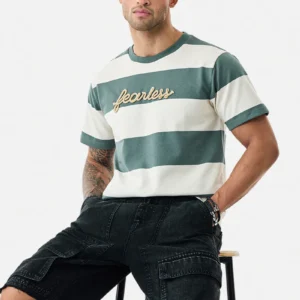 Fearless Embroidered Stripes T-Shirt