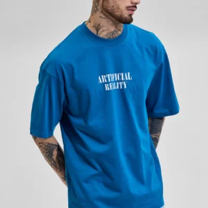 Artificial Reality Blue Printed Oversized T-Shirt